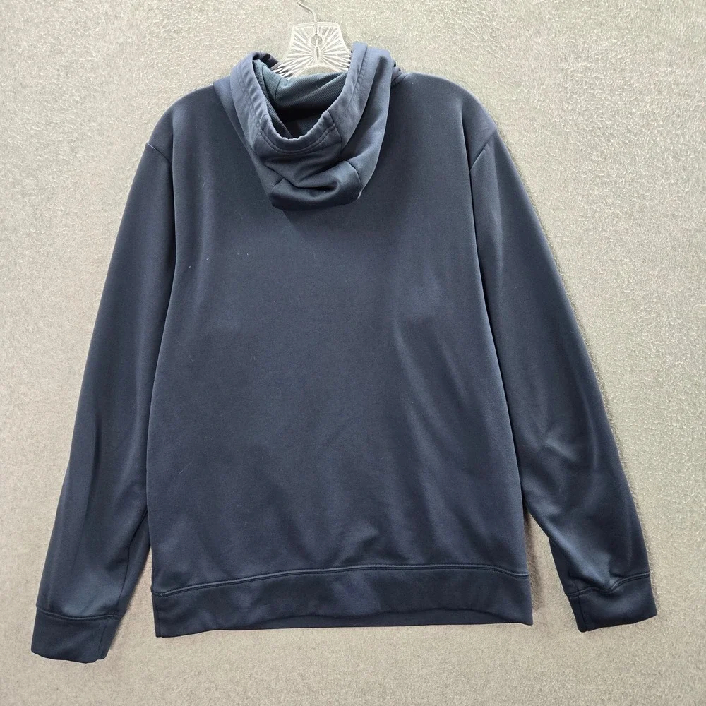 The North Face Men Sweatshirt Medium Blue Hoodie Logo Rock Solid Fleece Pullover